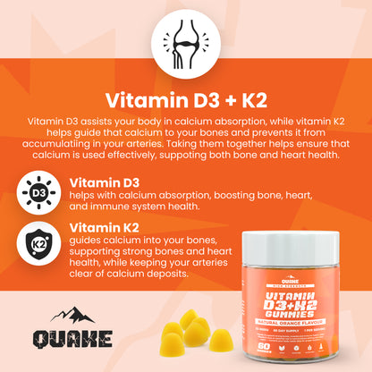 High-Strength Vitamin D3 + K2 Gummies  – Orange Flavour
