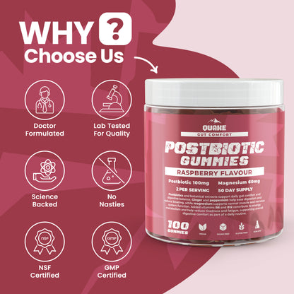 Postbiotic Gummies – Raspberry Flavour